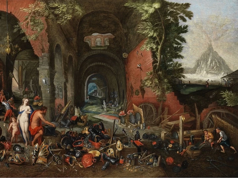 1654-Jan van Kessel il Giovane - Venere e Vulcano-attribuito